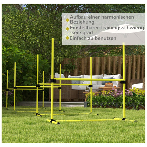 Rootz Dog Agility Set - 4 Piece Puppy Training Kit - Obstacle Course - Adjustable Height - Indoor Outdoor - Lightweight - Yellow - 99cm x 65cm x 94cm