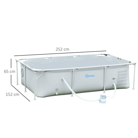 Rootz Steel Tube Pool - Outdoor Swimming Pool - Above Ground Pool - Rust-Resistant - 252L x 152W x 65H cm