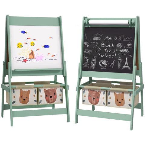 Rootz Kids 3-in-1 Table Set - Chalkboard - Whiteboard - Boosts Creativity - 54cm x 46.5cm x 93cm - Includes Storage Baskets