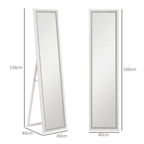 Rootz Full-Length Mirror - Hallway Mirror - Standing Mirror - LED Lighting - Touch Control - 160cm x 40cm