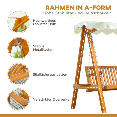 Rootz Hollywood Garden Swing - Outdoor Swing - Patio Swing - High Stability - Comfortable Shade - Spacious Seating - 162cm x 130cm x 185cm