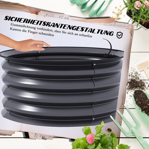 Rootz Set of 2 Galvanized Plant Pots - Flower Pots - Raised Planters - Promote Plant Growth - Ø60 x 30H cm - Grey