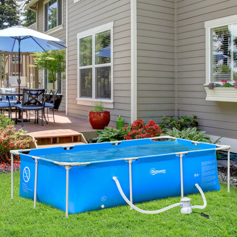 Rootz Rectangular Pool - Above Ground Swimming Pool - Metal Frame Pool - Easy Installation - 252L x 152W x 65H cm