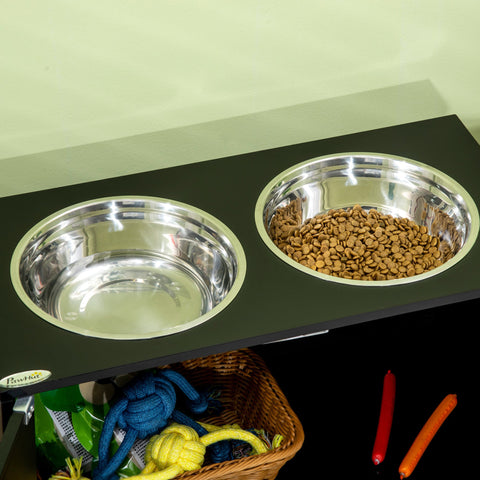 Rootz Elevated Feeding Station - Dog Feeder - Pet Food Stand - Stress-Relieving Design - 60L x 30W x 35.5H cm - 44L Storage Space - Black