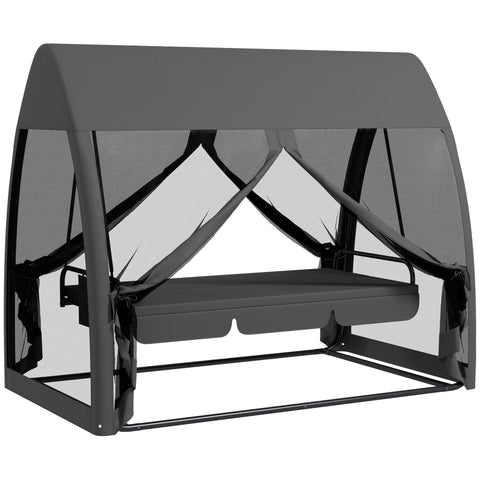 Rootz 3 Seater Patio Swing Chair - Porch Swing - Outdoor Daybed - Mosquito Net Protection - 240cm x 140cm x 197cm