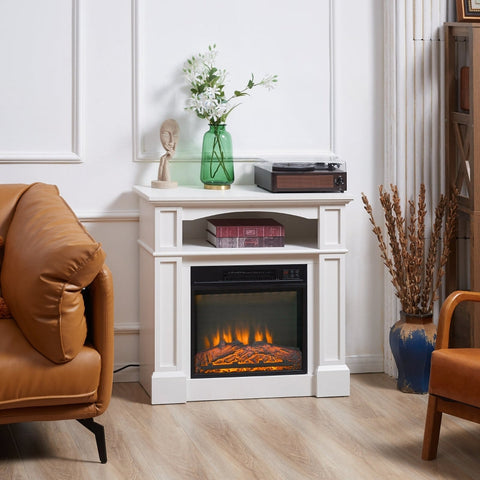 Rootz Electric Fireplace - Indoor Heater - LED Flame Effect - Smokeless - Remote Control - 80.5cm x 32.3cm x 80.5cm