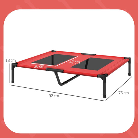 Rootz Portable Pet Bed - Lightweight Dog Bed - Raised Pet Cot - Oxford Fabric - Mesh Cover - Easy to Clean - 92cm x 76cm x 18cm