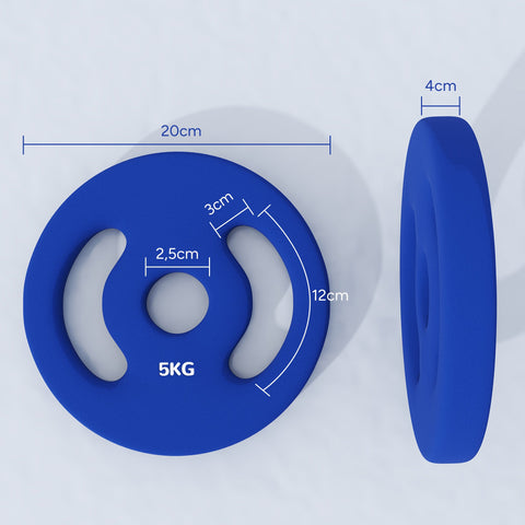 Rootz 2 x 5kg Weight Plates - Weight Set - Home Gym Plates - Durable Plastic - Ø20cm x 4cm - Ideal for Strength Training