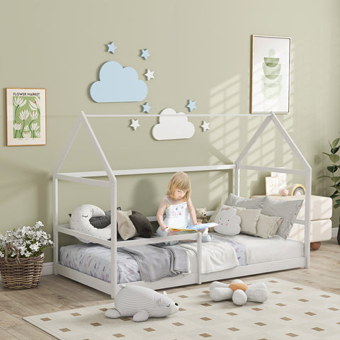 Rootz Children's Hut Bed - Tree House Bed - Kids Bed - Fall Protection - Secure Railings - 196L x 97.5W x 135H cm