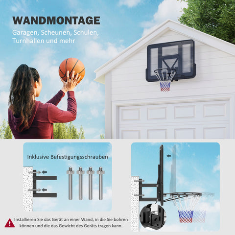 Rootz Wall Mounted Basketball Hoop - Tear Resistant Net - Weather Resistant - Durable - 110x75cm Shatterproof Backboard - Indoor Outdoor Use