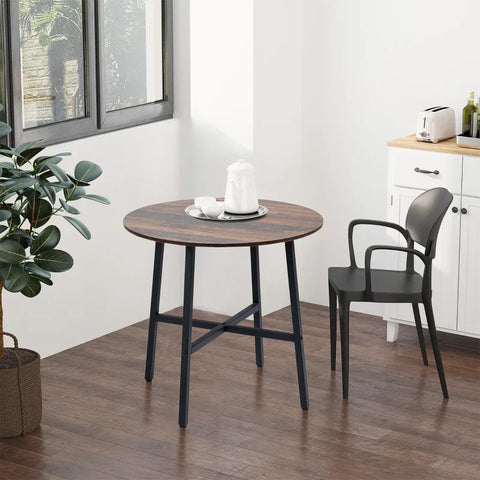 Rootz Dining Room Table - Industrial Style - Kitchen Table - Round with Steel Legs - Rustic Brown - Φ80 x 76H cm