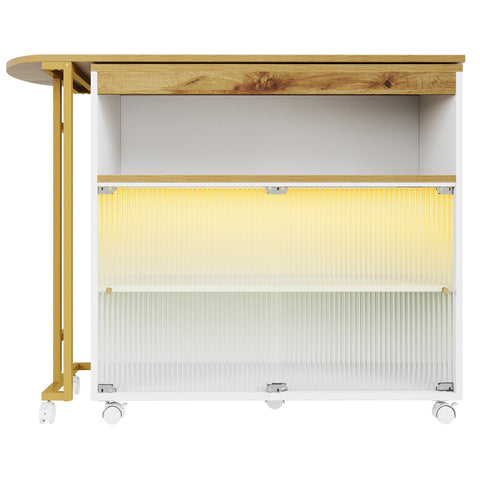 Rootz Extendable Bar Table - Modern Bar Table - Movable Bar Table - Storage Space - LED Lighting - 138-204x39x105cm