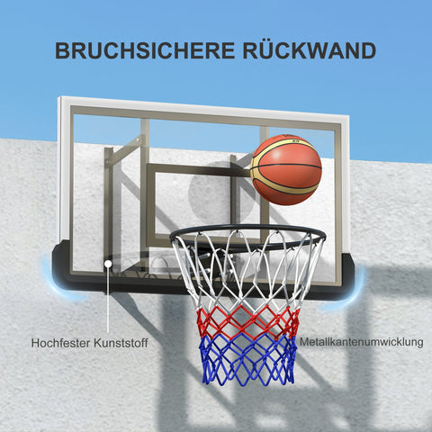 Rootz Wall Mounted Basketball Hoop - Adjustable Indoor Hoop - Shatterproof Backboard - Spring Loaded - 110cm x 70cm Back Panel