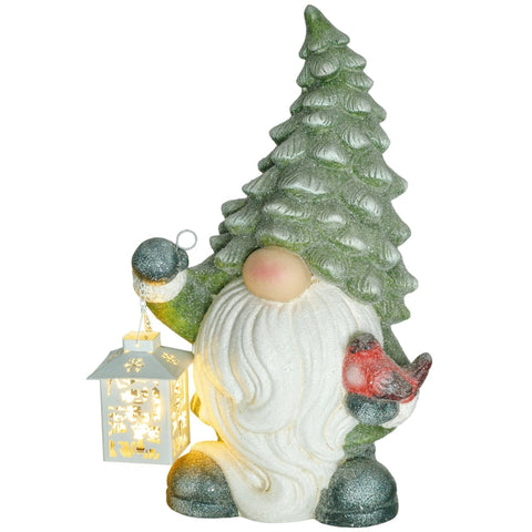 Rootz Christmas Gnome Statue with Lantern - LED Christmas Decoration - Festive Decor - Battery Operated - Custom-Fit Foam - 28cm x 21cm x 42cm