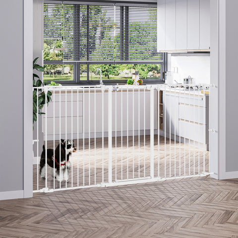 Rootz Steel Dog Safety Barrier - Pet Gate - Folding Fence - Double Locking System - 206cm x 90cm