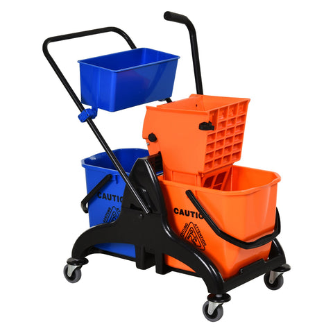 Rootz Professional Cleaning Trolley - Janitorial Cart - Cleaning Cart - Easy Floor Cleaning - 78cm x 45cm x 95cm