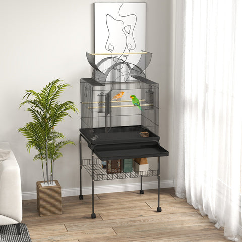 Rootz Mobile Bird Cage - Canary & Budgie Habitat - Durable Metal Mesh - Smooth Mobility - 63cm x 53cm x 144cm