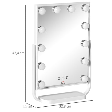 Rootz Hollywood LED Makeup Mirror - Vanity Mirror - Beauty Mirror - Touchscreen Controls - 32.8cm x 11cm x 47.4cm