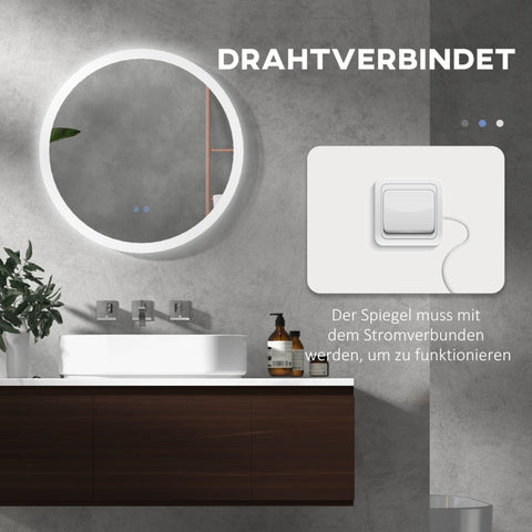 Rootz LED Bathroom Mirror - Wall Mounted Vanity Mirror - Adjustable Brightness - Memory Function - Defogging - IP44 - 60cm x 3cm