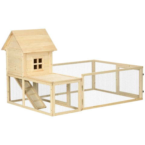 Rootz Large Rabbit Hutch - Dwarf Rabbit Enclosure - Guinea Pig Cage - Solid Fir Wood - Lockable Doors - 151.5cm x 106cm x 97cm