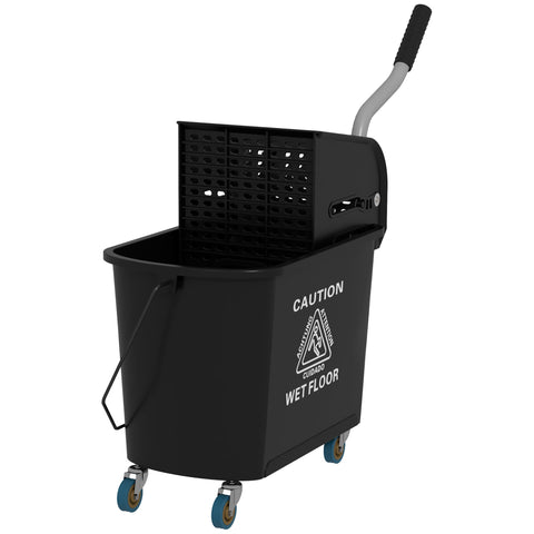 Rootz 20L Mop Bucket with Wringer - Cleaning Pail - Rolling Bucket - Effortless Mobility - 60cm x 27cm x 70.5cm