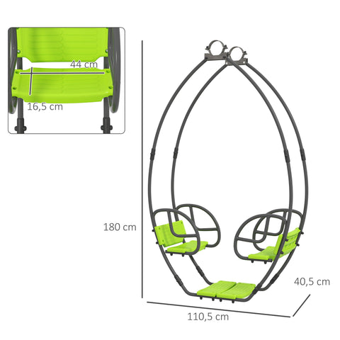 Rootz Children's Swing - Kids Metal Swing - Double Swing Set - Supports Up to 70kg - 110.5 x 40.5 x 180 cm - Green