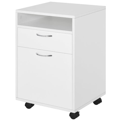 Rootz Rolling Storage Container - File Cabinet - Office Organizer - 1 Shelf - 1 Drawer - 1 Cupboard - Chipboard - 40cm x 35cm x 60cm