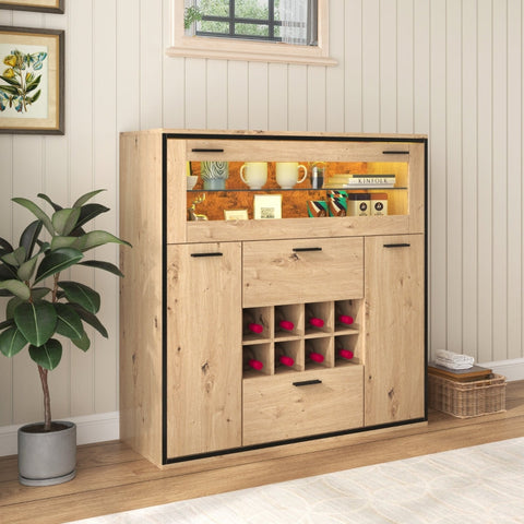 Rootz Wine Cabinet - Wine Storage - Wine Display - LED Lighting - 110L x 38W x 111H cm
