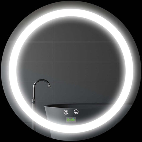 Rootz LED Bathroom Mirror - Wall Mounted Makeup Mirror - Round Vanity Mirror - Adjustable Brightness - Anti-Fog - 50cm x 4.6cm
