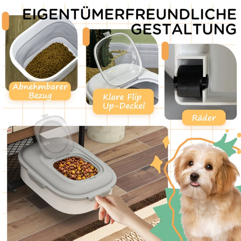 Rootz Dog Food Container - Pet Food Holder - Airtight Seal - 25L/5L - Foldable Design - Wheels - Desiccant - 44cm x 32cm x 37cm