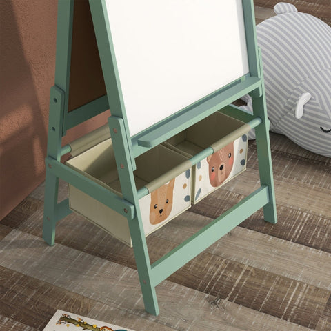 Rootz Kids 3-in-1 Table Set - Chalkboard - Whiteboard - Boosts Creativity - 54cm x 46.5cm x 93cm - Includes Storage Baskets
