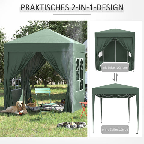 Rootz 2x2m Folding Gazebo - Pavilion - Beer Tent - Quick Setup - UV Protection - High Stability - 2L x 2W x 2.4H m - Steel & Oxford Fabric