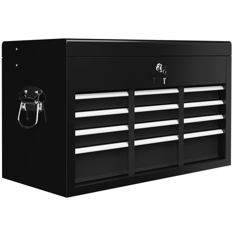 Rootz Tool Box - Lockable Organizer - Steel Tool Chest - Durable Storage with EVA Mats - 60x26x34cm, Black