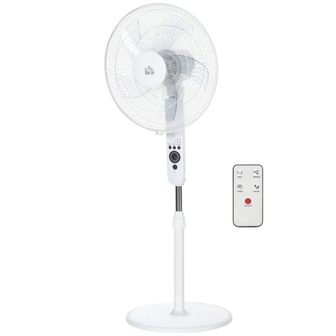 Rootz Pedestal Fan Ø 44cm - Floor Fan - Quiet Fan - Remote Control - Adjustable Height - 110-124H cm