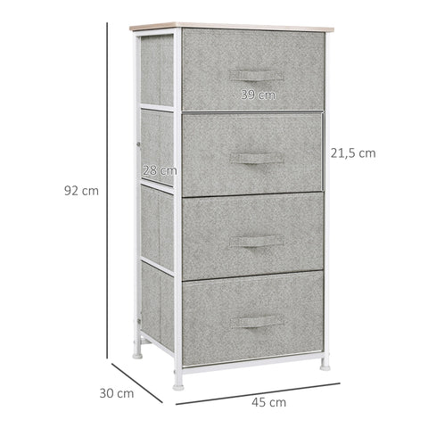 Rootz Fabric Chest of Drawers - Storage Unit - Dresser - Modern Design - 45W x 30D x 92H cm - Metal Frame - Space-Saving Solution