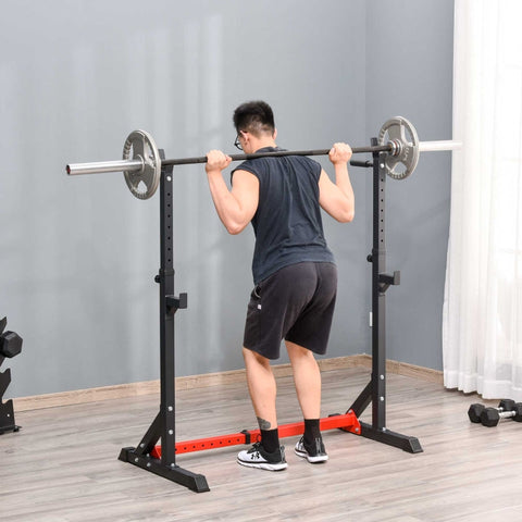 Rootz Adjustable Barbell Rack - Weightlifting Stand - Gym Equipment - Supports 150kg - 77-122W x 66D x 121-171H cm