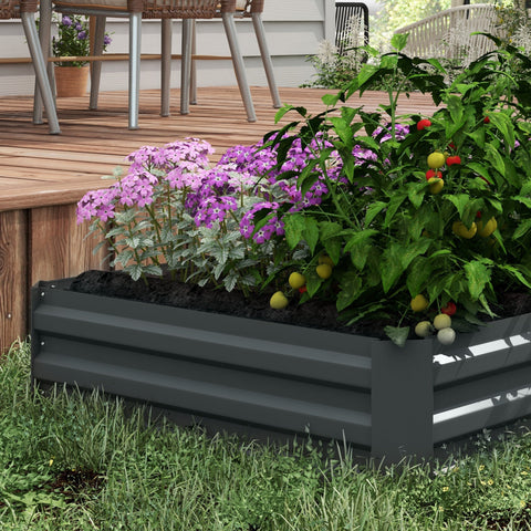 Rootz Set of 2 Plant Boxes - Flower Boxes - Flower Pots - Grow Herbs Efficiently - 100 x 100 x 30 cm - Grey - Galvanized Steel