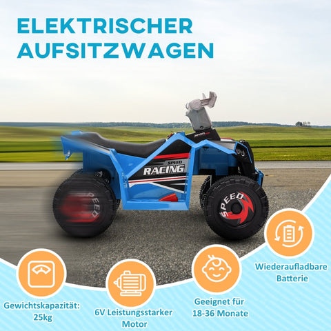 Rootz Electric Children's Quad - Kids Ride-On ATV - Toddler Electric Vehicle - Safe Speed - Easy Operation - Long-lasting Fun - 70cm x 41.5cm x 48.5cm - Blue