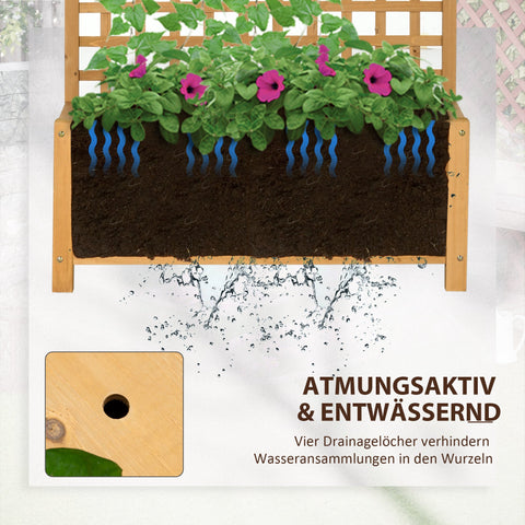 Rootz Raised Bed with Trellis - Plant Box - Flower Bed - Weatherproof Wood - 90 x 45 x 183 cm - Ample Planting Space