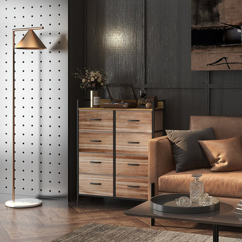 Rootz Furniture Rangement 8 Drawer Chest - Fabric Storage - Steel Frame - Durable & Stable - 79L x 29W x 101H cm