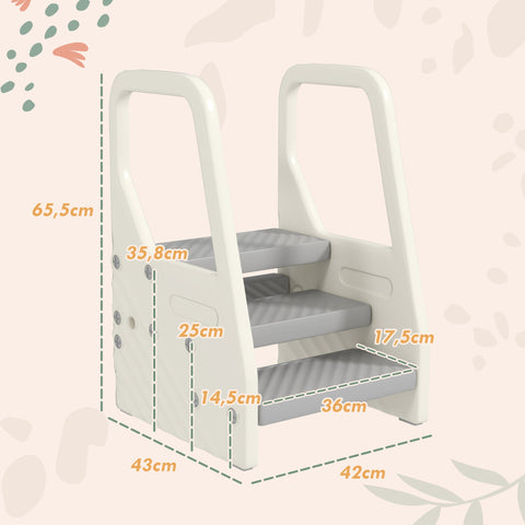 Rootz Children's Adjustable Step Stool - Toddler Step - Kids Stool - Non-Slip Safety - 43L x 42W x 65.5H cm