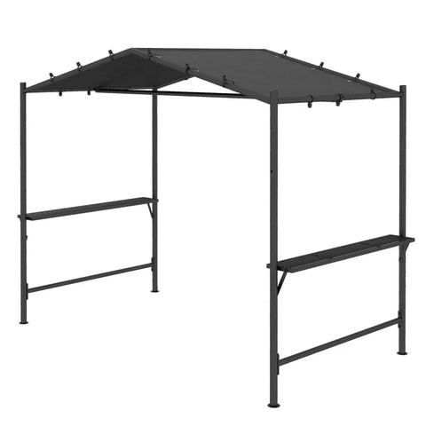 Rootz Grill Tent - BBQ Pavilion - Grill Roof - Weatherproof - Ground Spikes - Side Pockets - Steel-Polyester - Dark Gray - 277 X 149 X 230 Cm