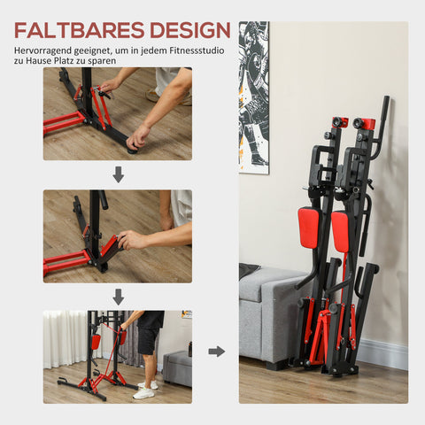 Rootz Foldable Power Tower - Pull-Up Station - Adjustable Fitness Station - Easy Assembly - 99cm x 79cm x 127-223cm
