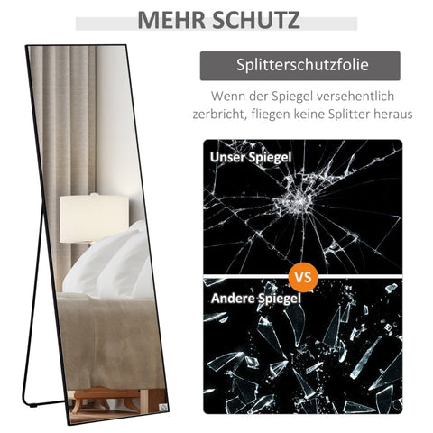 Rootz Large Standing Mirror - Wall Mirror - Full Length Mirror - Full-Size Reflection - Versatile Use - Durable Construction - 50W x 2D x 161.5H cm - Aluminum Alloy
