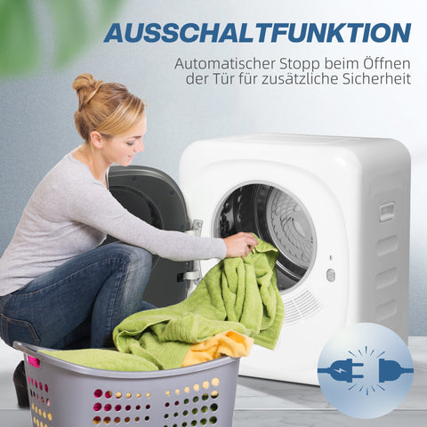 Rootz Tumble Dryer - Clothes Dryer - Vented Dryer - UV Disinfection - Compact 4kg Capacity - 48cm x 40cm x 56cm - Stainless Steel - White