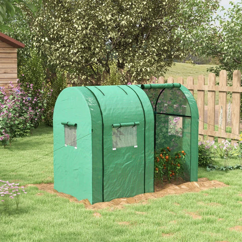 Rootz Mini Greenhouse - Small Greenhouse - Cold Frame - 2 Planting Areas - Roll Up Doors - Green - 185 x 94 x 150cm