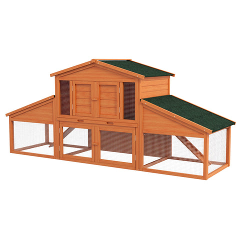 Rootz Rabbit Hutch Rodent Hut - Bunny House - Small Animal Shelter - Solid Pine Wood - 2.25L x 0.70W x 1H m