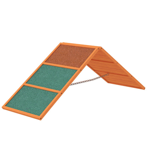 Rootz Agility Dog Ramp - Foldable & Adjustable Pet Ramp - Non-Slip Training Equipment - Fir Wood - 173 x 59 x 66 cm - Up to 40 kg - Orange/Green