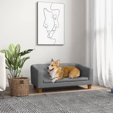 Rootz Dog Sofa - Pet Couch - Canine Lounge - Removable Cushion - Easy Clean - 96 x 60 x 42 cm Grey