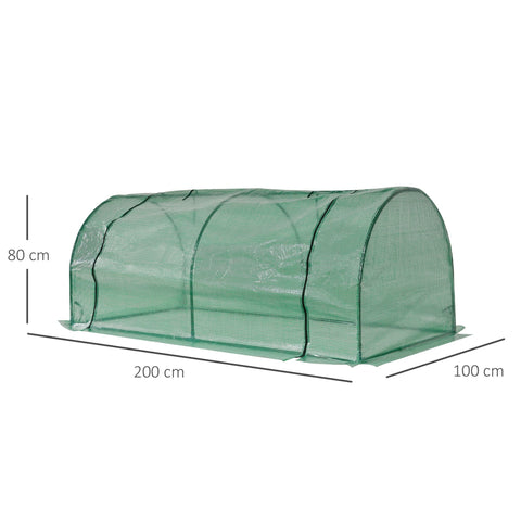 Rootz Greenhouse with Door - Cold Frame - Plant House - Steel & Plastic - Protect Plants - 200 x 100 x 80 cm - Green